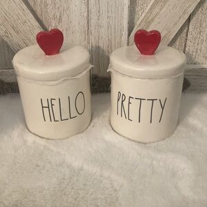 Rae Dunn Hello Pretty Heart Knob Canisters